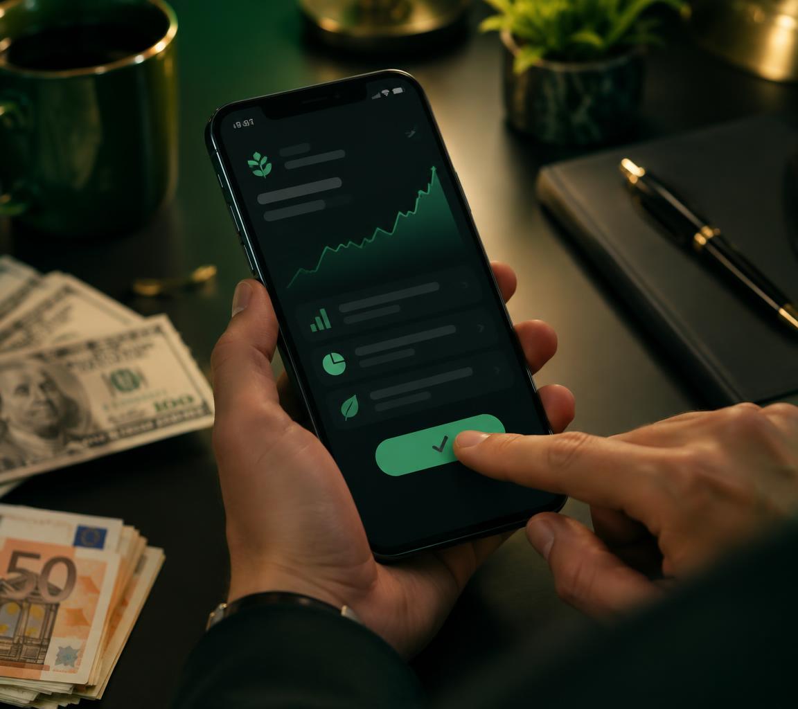 Customer activating an investment from a phone